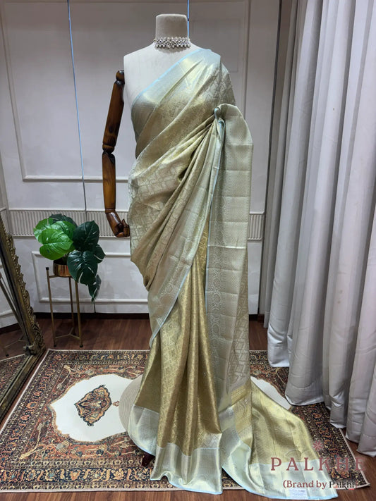 Aqua Blue Kanjivaram in Pure Silk