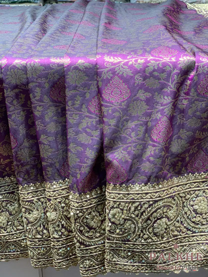 Purple Floral Jaal Banarasi x Hand Embroidery (CJ20)