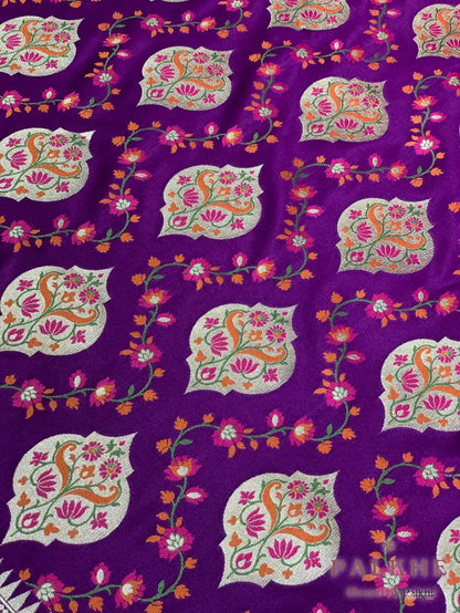 Purple Jamdani-Inspired Banarasi in Semi Mashru Silk (CP44)