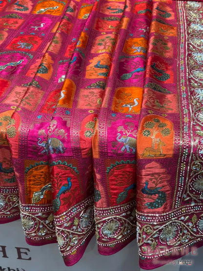 Multicolor Gajji Silk Rangkat x Hand Embroidery