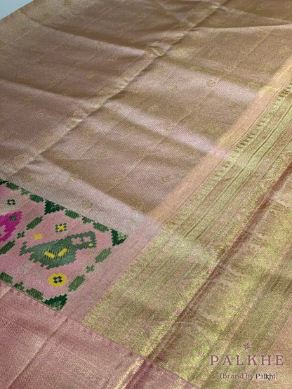 Light Pink Patola Kanjivaram in Pure Tissue Silk (CR32)
