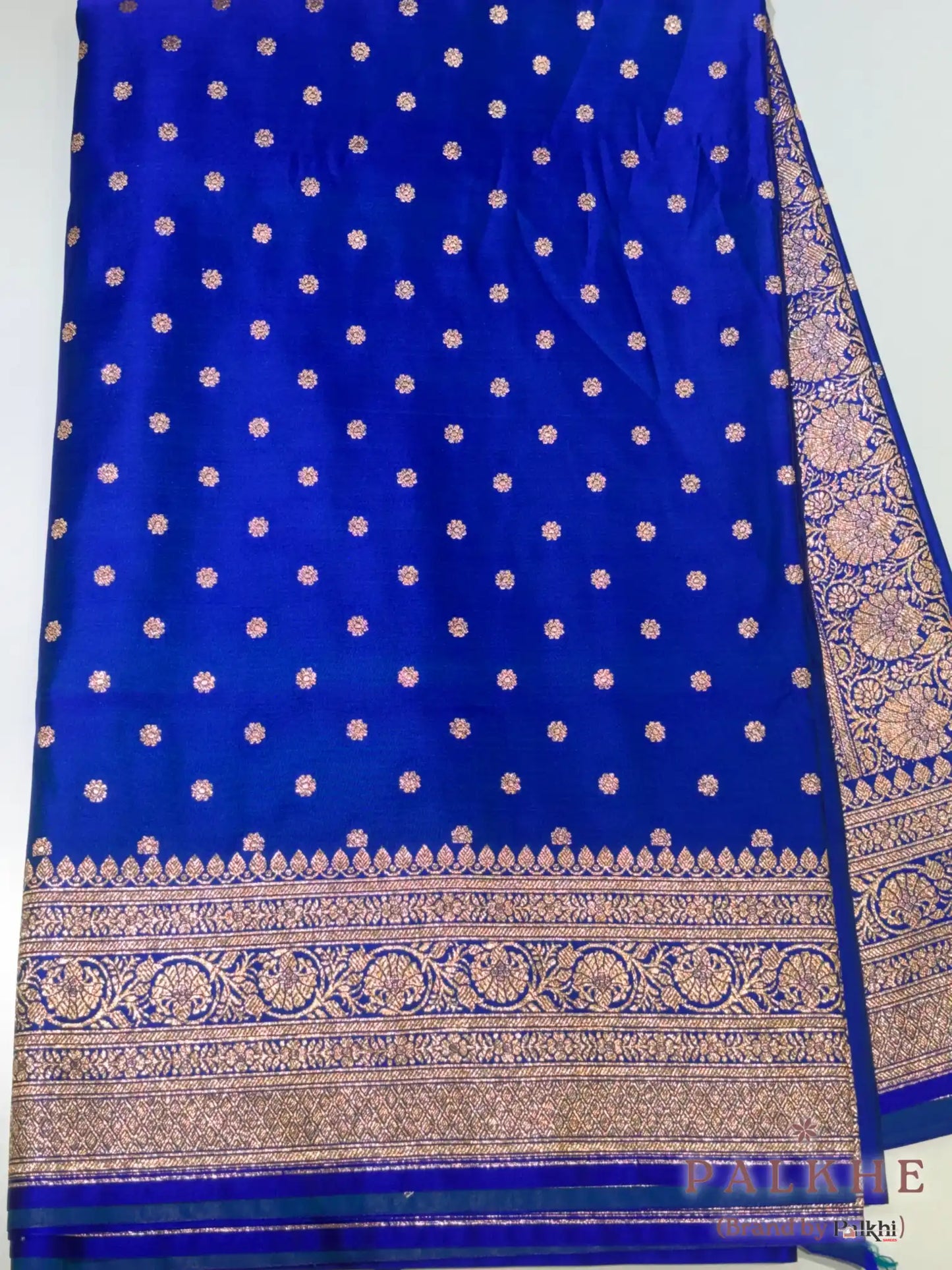 Royal Blue Banarasi Buttis in Pure Katan Silk