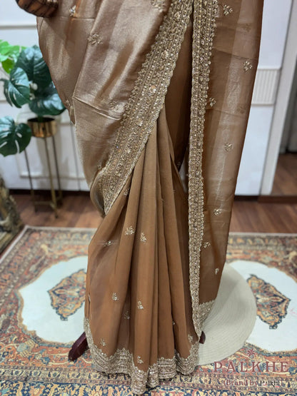 Bronze Silk Tissue x Hand Embroidery