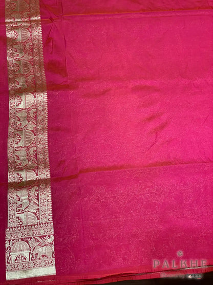 Red Banarasi Floral Jaal in Semi Silk (CQ55)