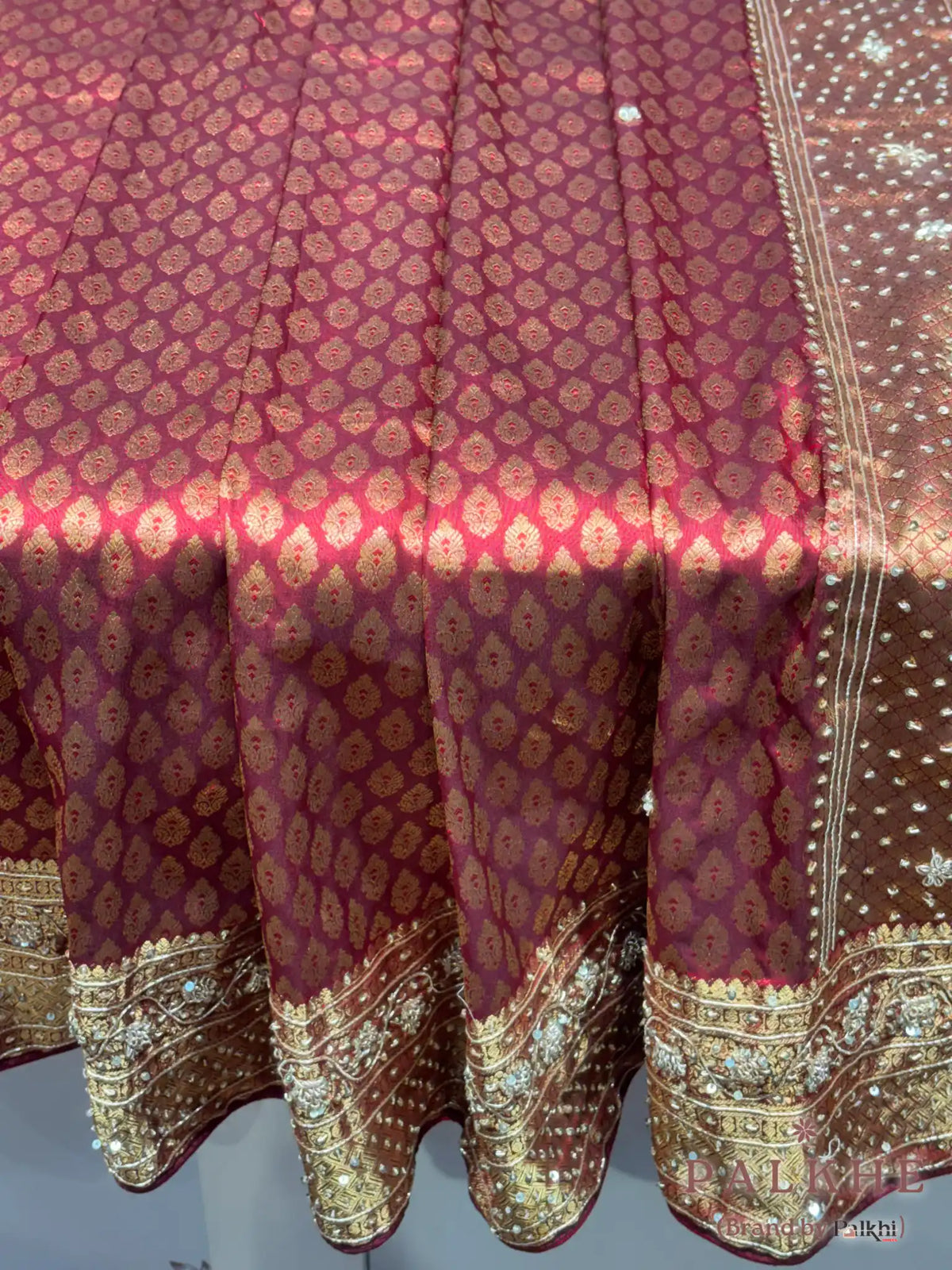 Regal Maroon Butis Kanjivaram x Hand Embroidery (CO90)