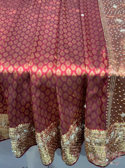 Regal Maroon Butis Kanjivaram x Hand Embroidery (CO90)