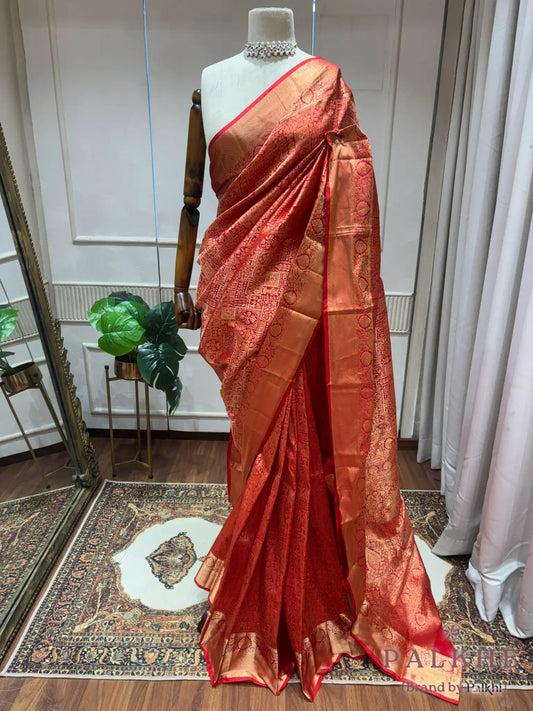 Red Kanjivaram Traditional Motifs in Pure Silk