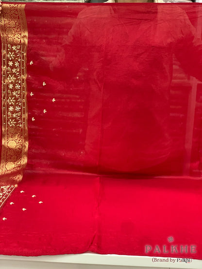 Red Raja Rani Kanjivaram x Hand Embroidery (CR98)