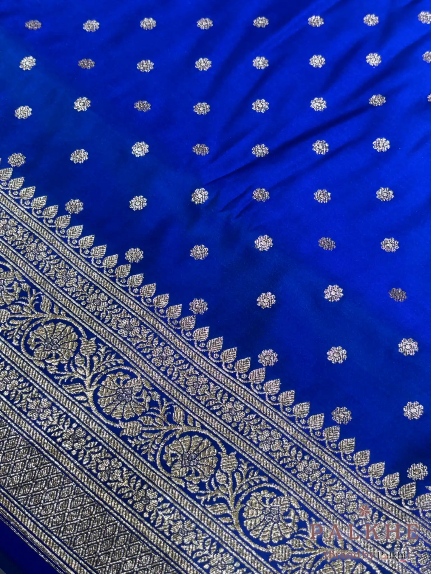 Royal Blue Banarasi Buttis in Pure Katan Silk
