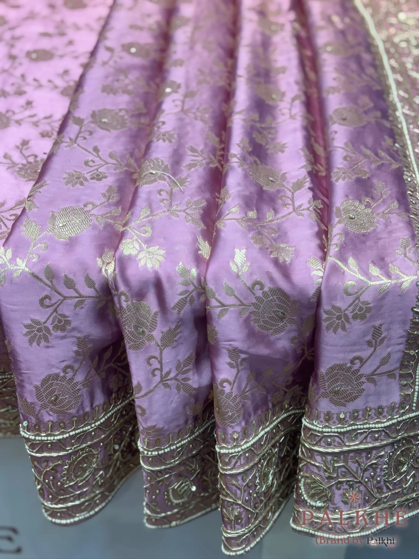 Lavender Mashru Silk Fancy x Hand Embroidery