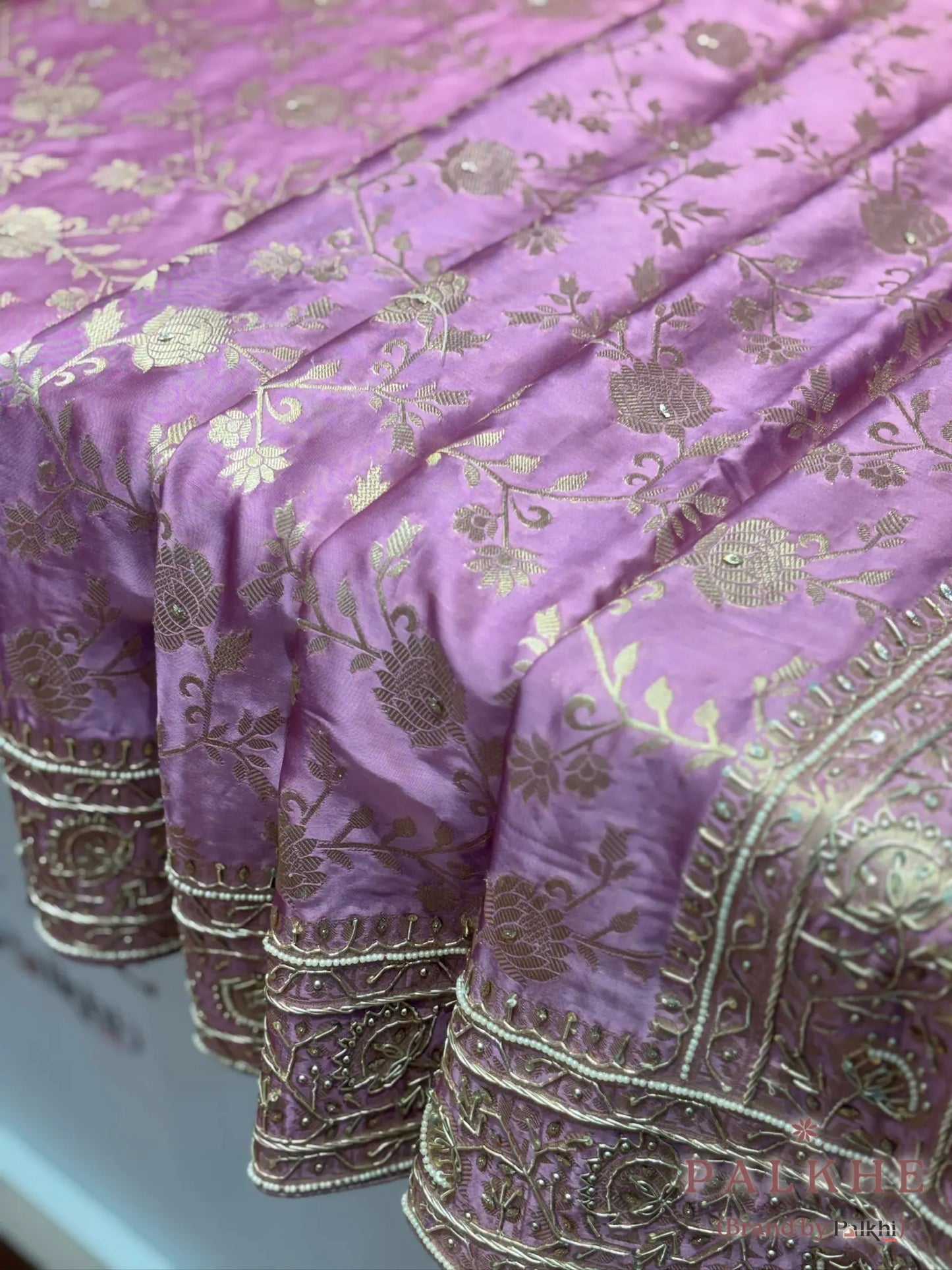 Lavender Mashru Silk Fancy x Hand Embroidery