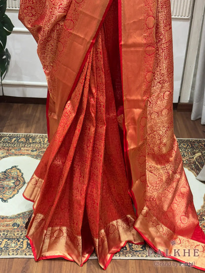Red Kanjivaram Traditional Motifs in Pure Silk