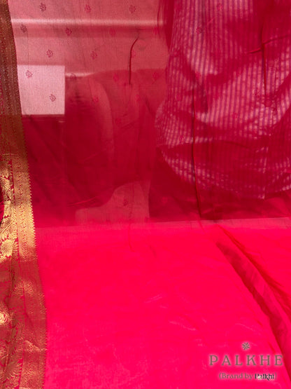 Red Brocade in Georgette