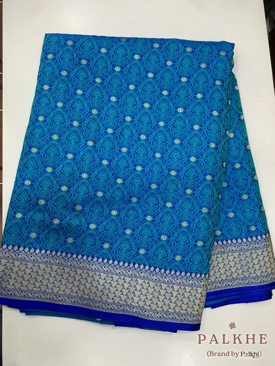 Royal Blue Banarasi Butis in Tanchoi Semi Silk