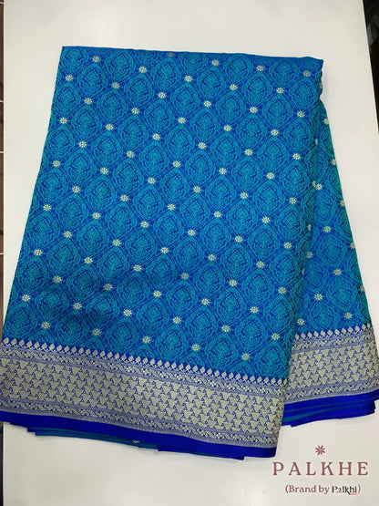 Royal Blue Banarasi Butis in Tanchoi Semi Silk