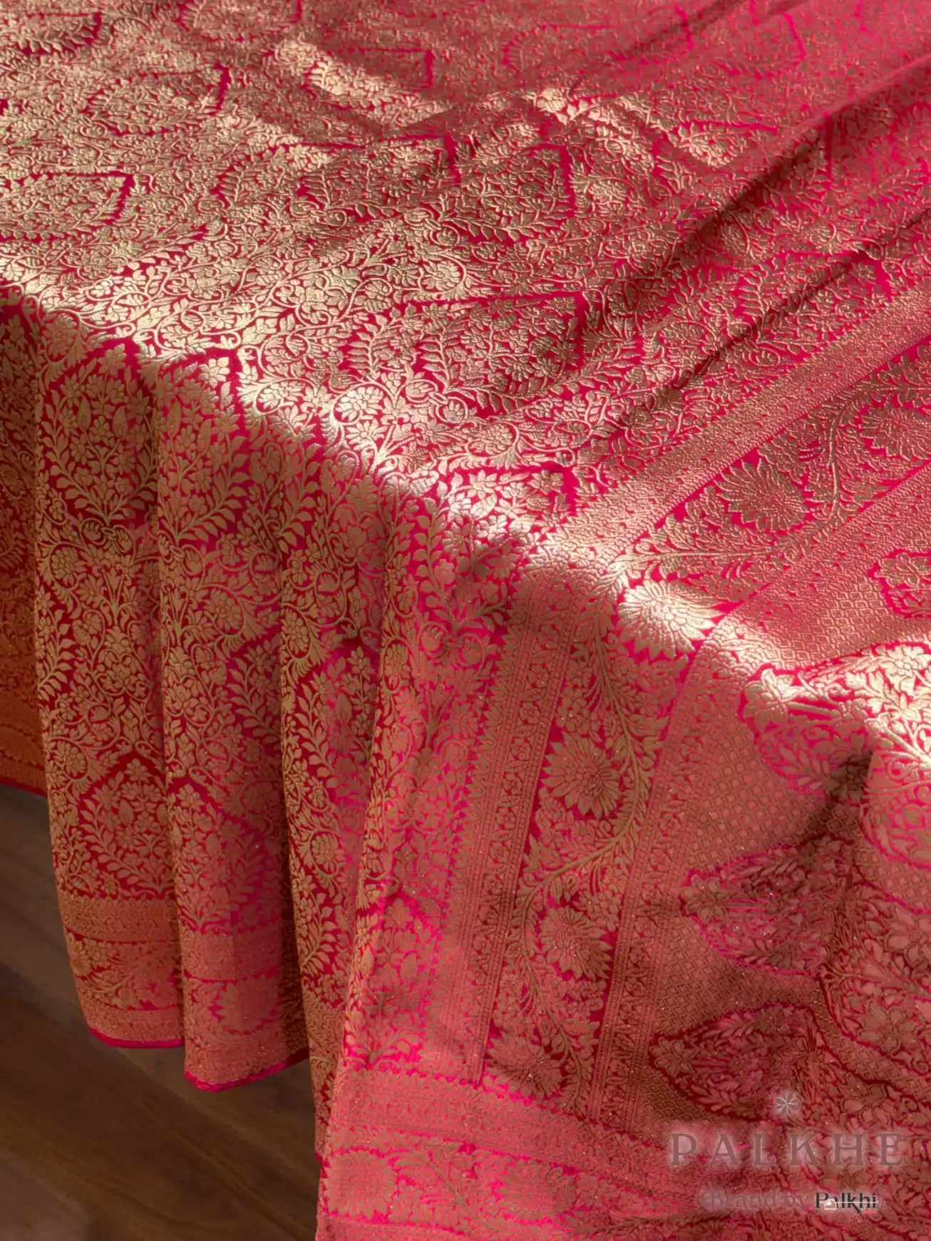 Red Brocade in Georgette