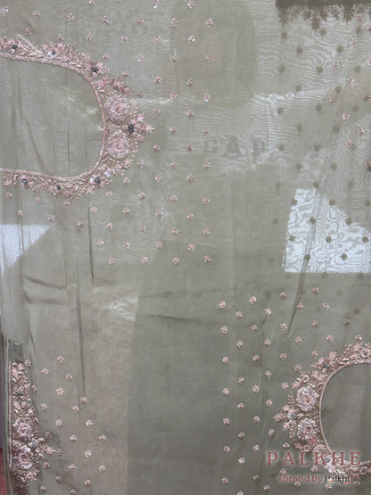 Pista Green Buttis Tissue Silk x Hand Embroidery