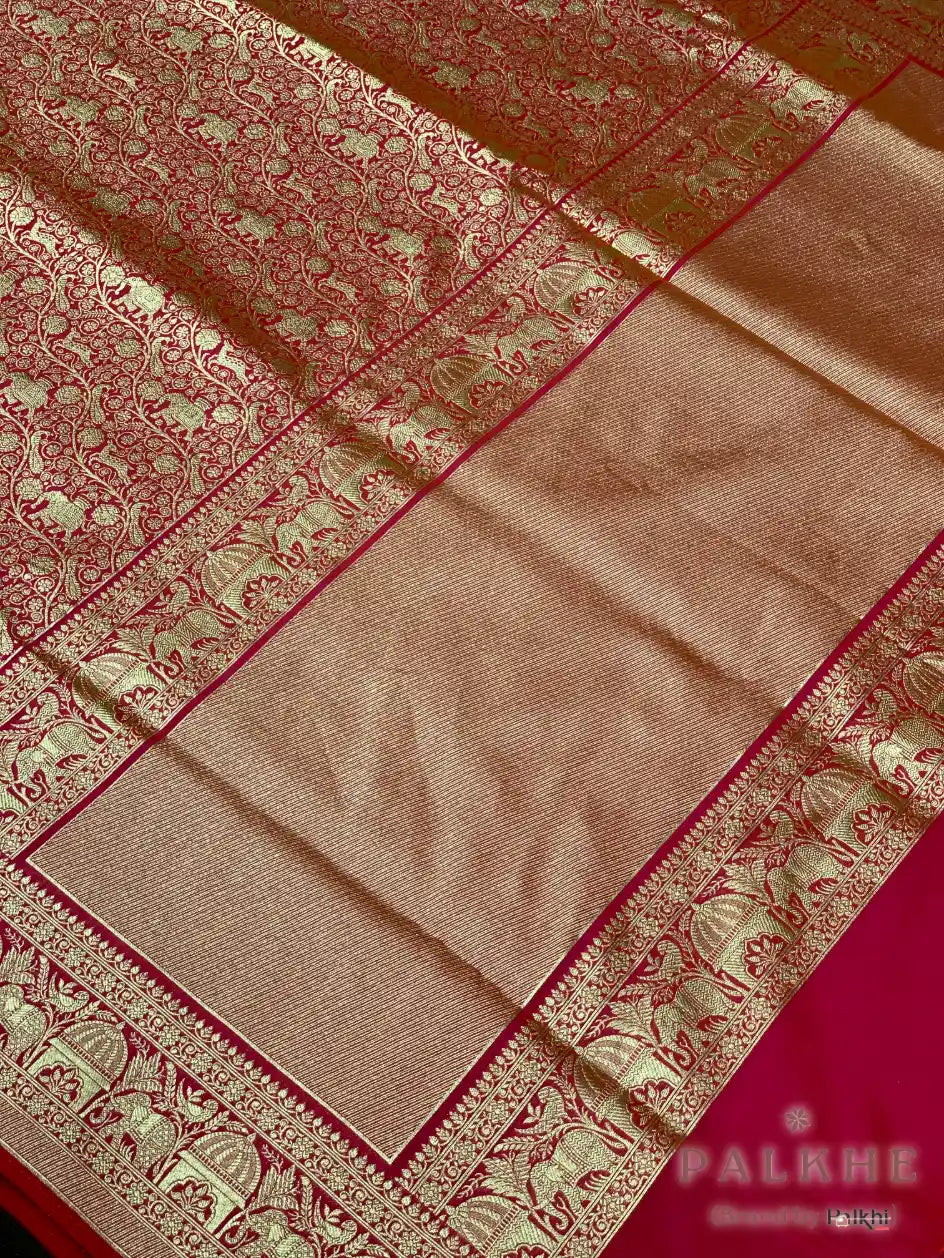 Red Banarasi Floral Jaal in Semi Silk (CQ55)
