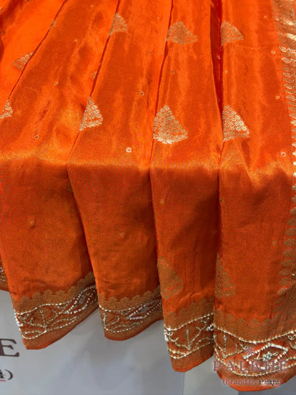 Orange Crepe Silk Fancy x Hand Embroidery