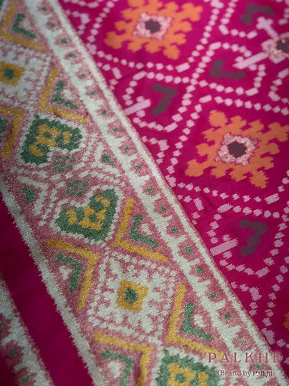 Rani Pink Patola Geometric in Semi Silk (BH38)