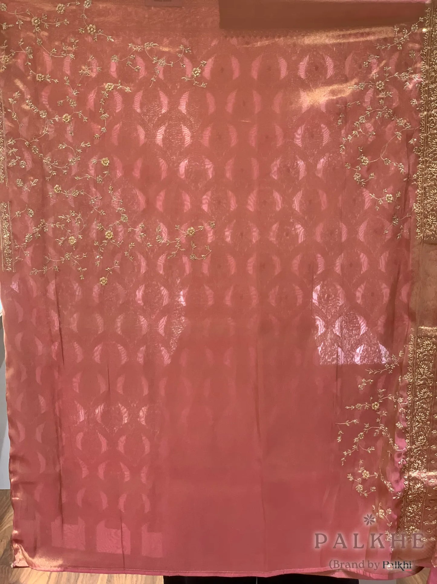 Pink Tissue Kanjivaram Silk x Hand Embroidery