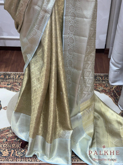 Aqua Blue Kanjivaram in Pure Silk