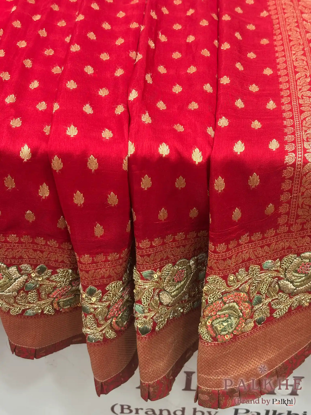 Red Buttis Banarasi x Hand Embroidery (CM12)