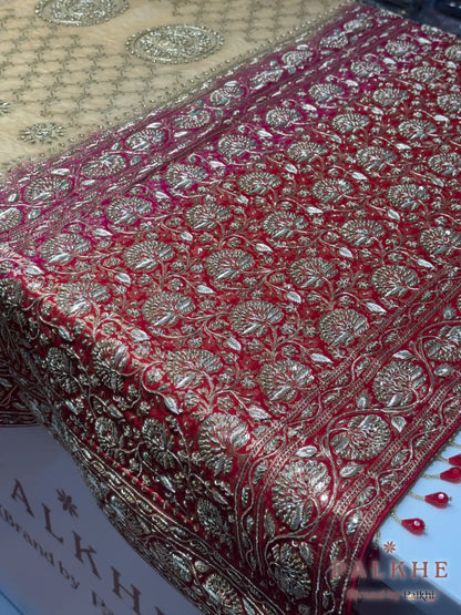 Multicolor Jaal Banarasi Silk x Hand Embroidery