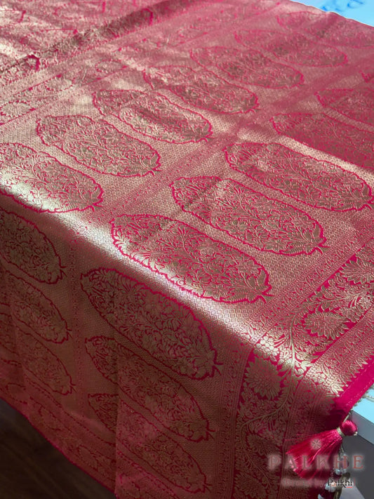 Red Brocade in Georgette