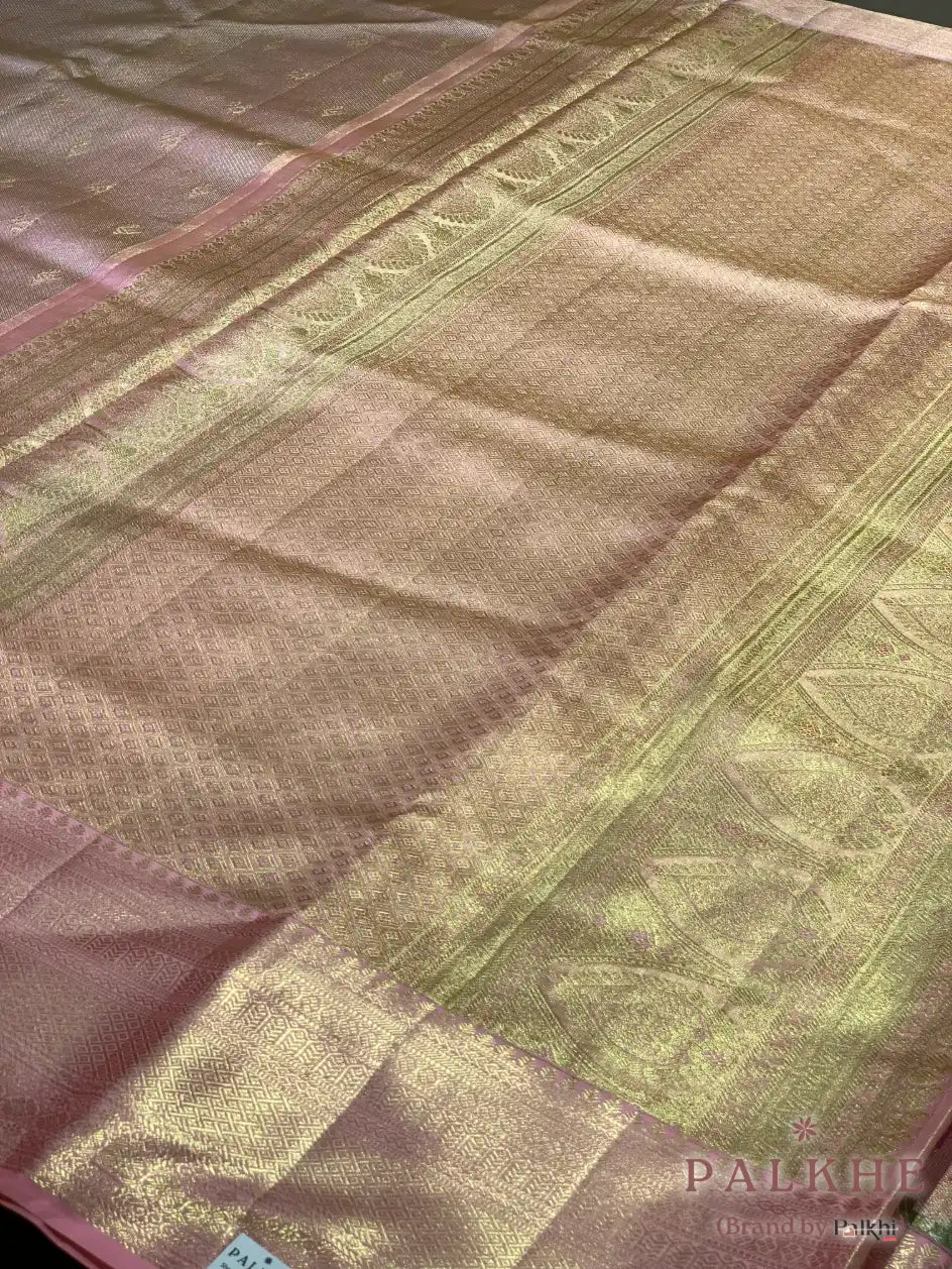 Light Pink Patola Kanjivaram in Pure Tissue Silk (CR32)