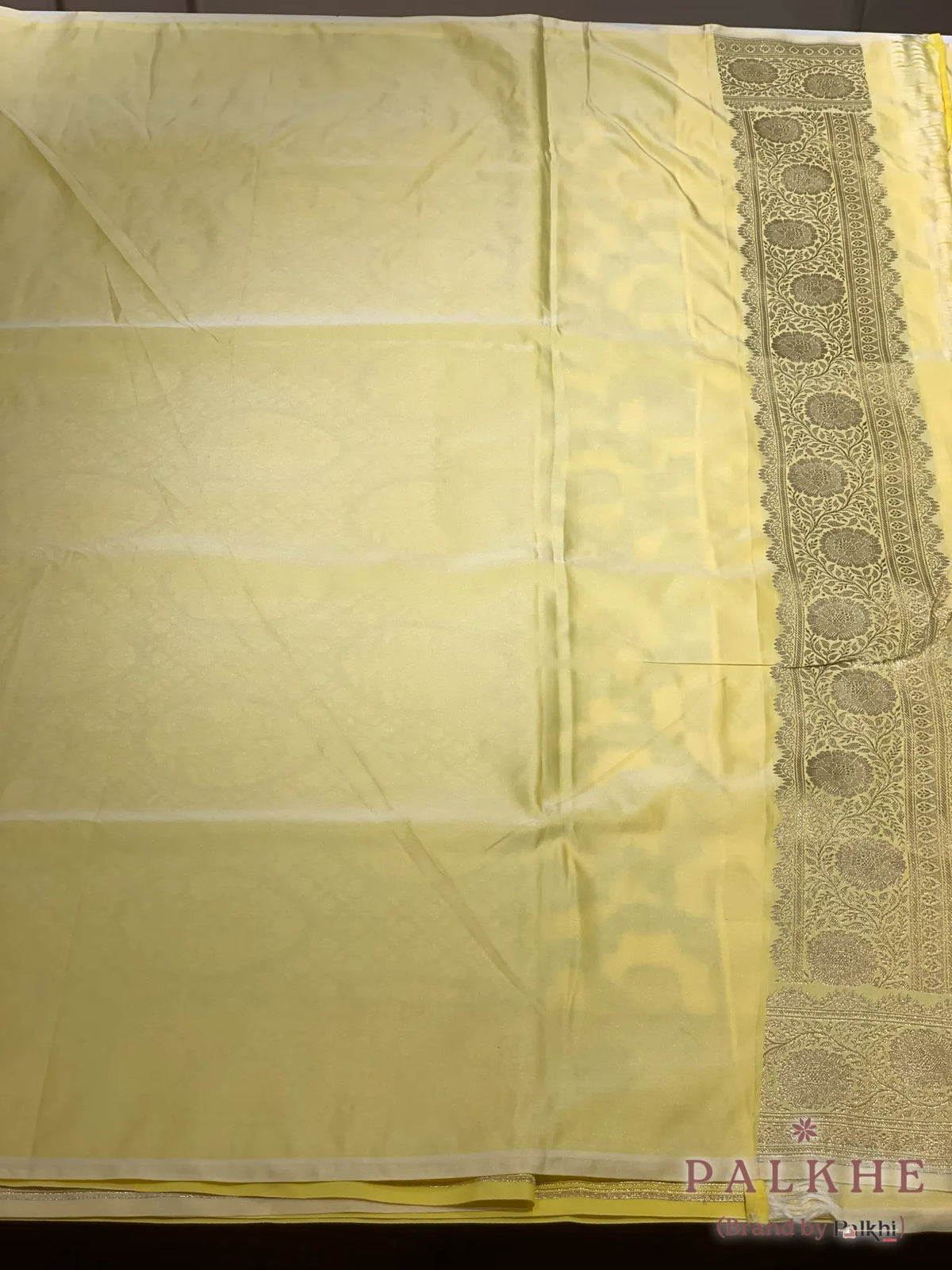Light Yellow Banarasi Floral Jaal in Pure Silk (CQ53)
