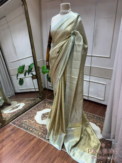 Aqua Blue Kanjivaram in Pure Silk