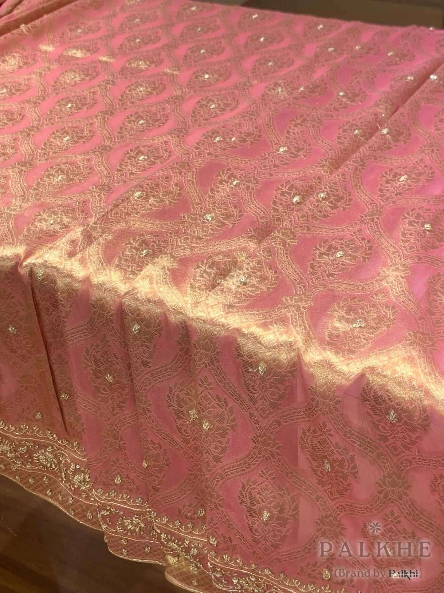 Pink Tissue Kanjivaram Silk x Hand Embroidery