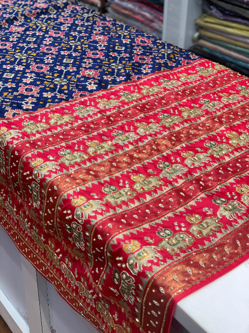 BLUE WITH PINK HANDWORK PATOLA 