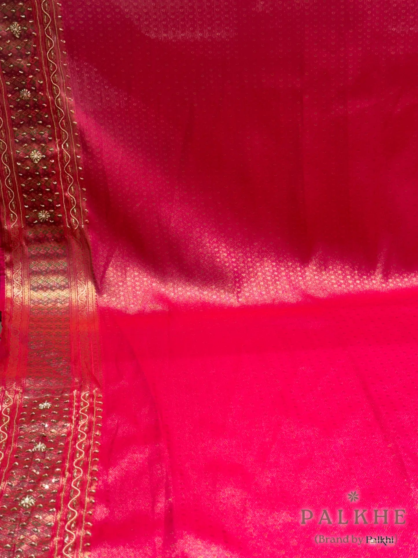 Pink Brocade Tissue Silk Kanjivaram x Hand Embroidery
