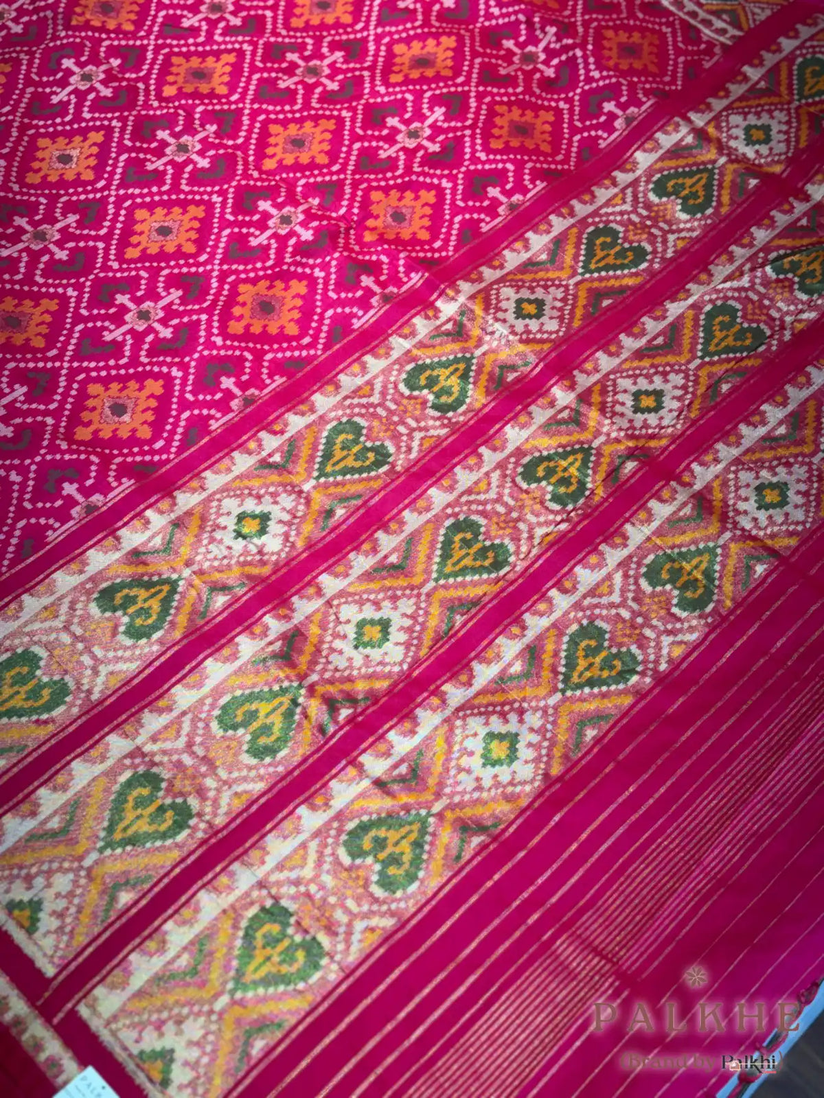 Rani Pink Patola Geometric in Semi Silk (BH38)