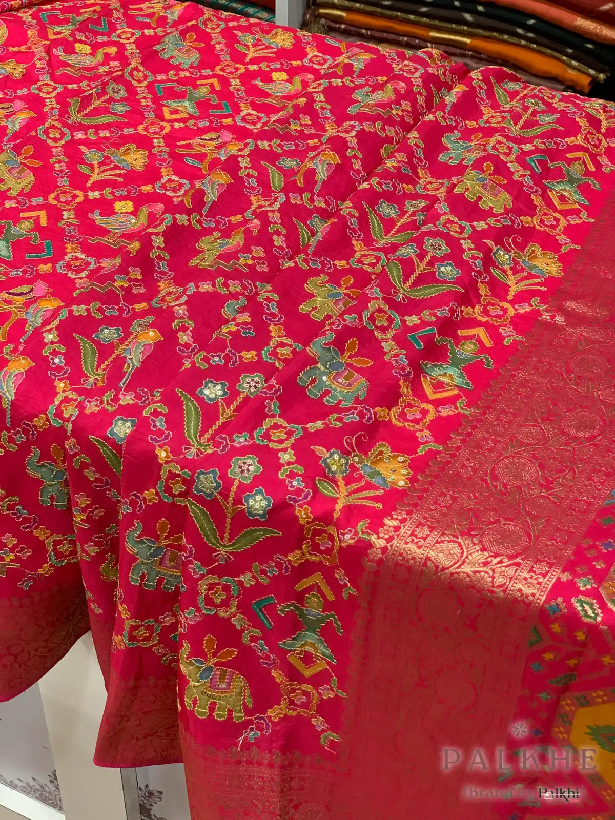 Rani Pink Traditional Motifs Fancy x Hand Embroidery (CR89)