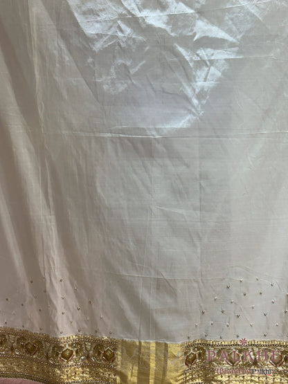Ivory Pure Silk Kanjivaram x Hand Embroidery
