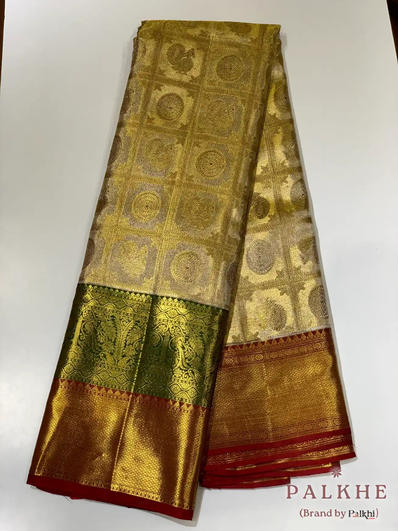 Copper Peacock Motifs in Pure Kanjivaram Silk