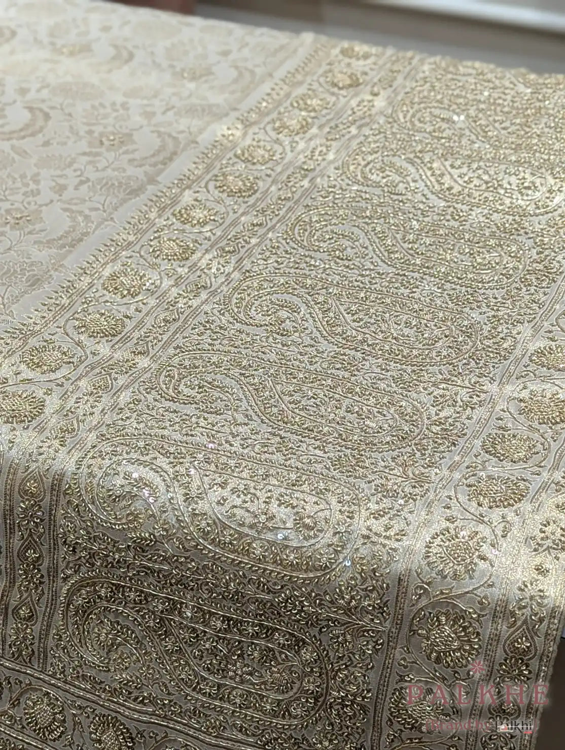 Cream Floral Jaal Tissue x Hand Embroidery