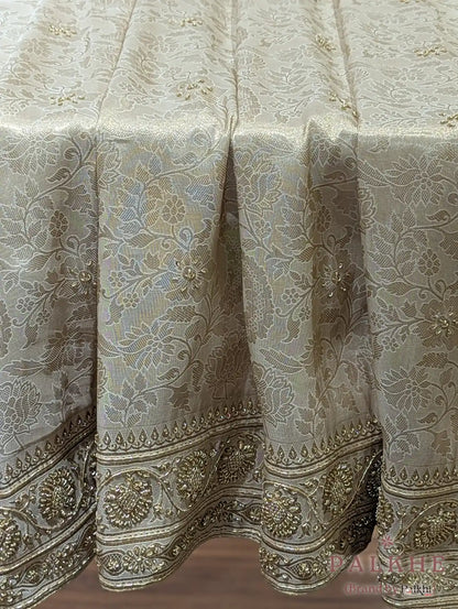 Cream Floral Jaal Tissue x Hand Embroidery