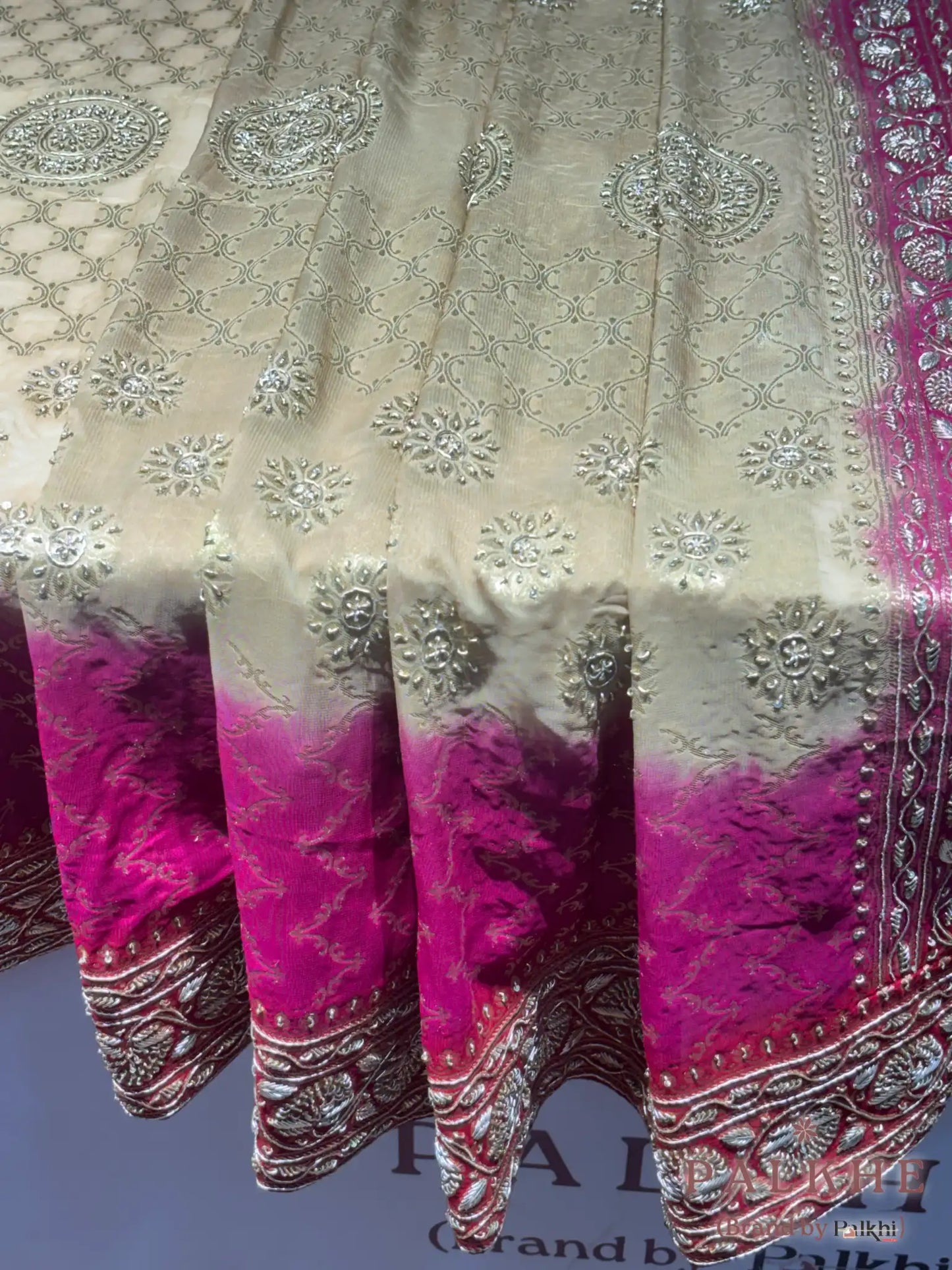 Multicolor Jaal Banarasi Silk x Hand Embroidery