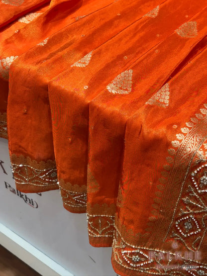 Orange Crepe Silk Fancy x Hand Embroidery