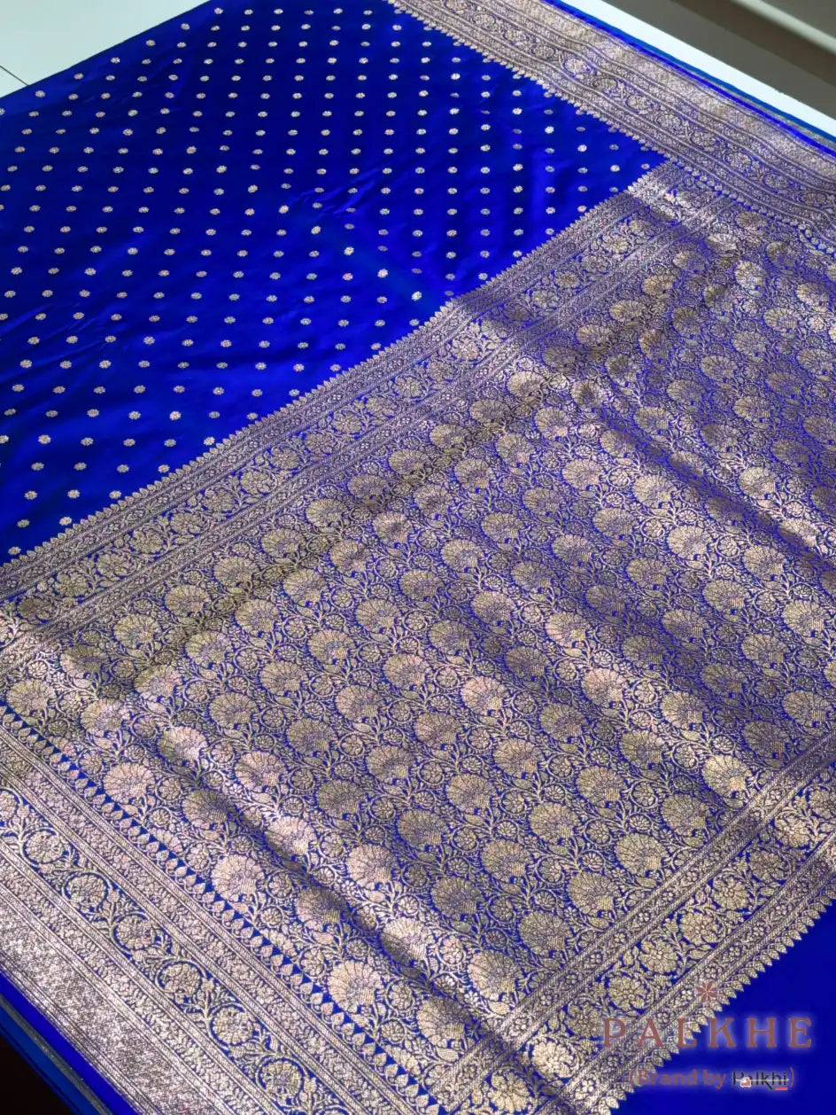 Royal Blue Banarasi Buttis in Pure Katan Silk