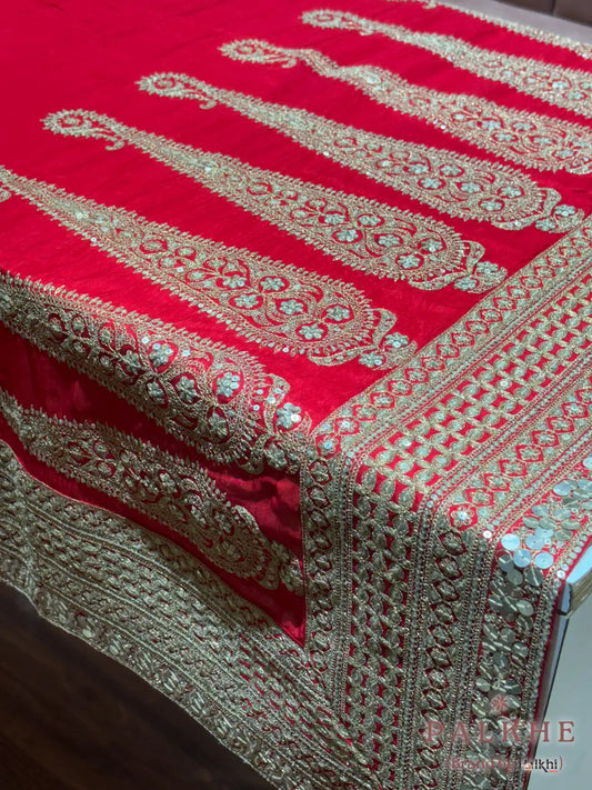 Red Matka Silk Fancy x Hand Embroidery