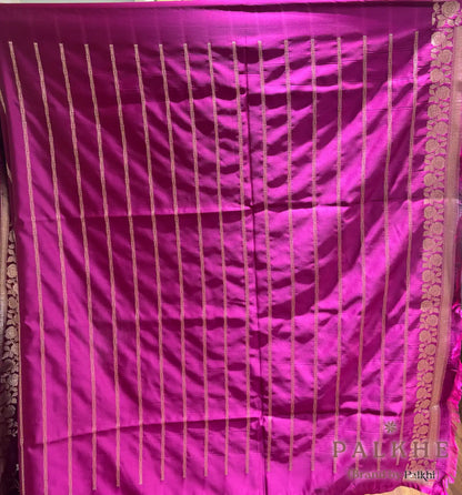 Magenta Banarasi Floral Jaal in Katan Silk