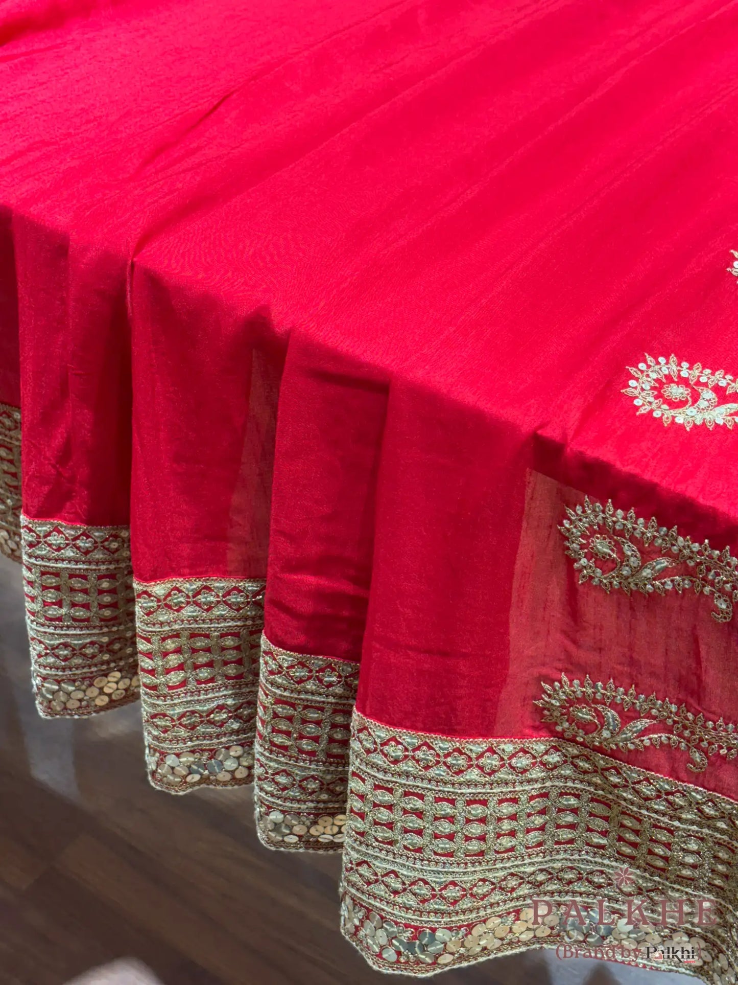 Red Matka Silk Fancy x Hand Embroidery