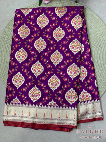 Purple Jamdani-Inspired Banarasi in Semi Mashru Silk (CP44)