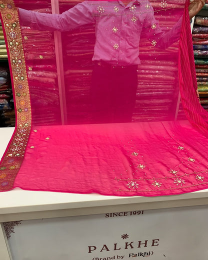 PINK GHARCHOLA WITH ZARDOSI HANDWORK