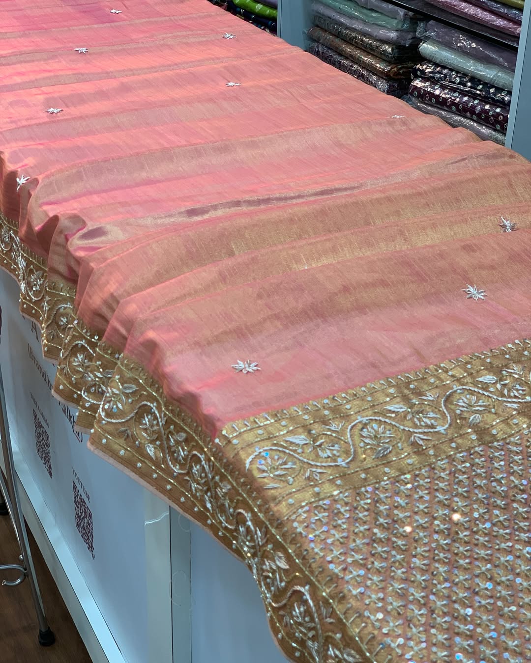 TISSUE WITH ZARDOZI HANDWORK